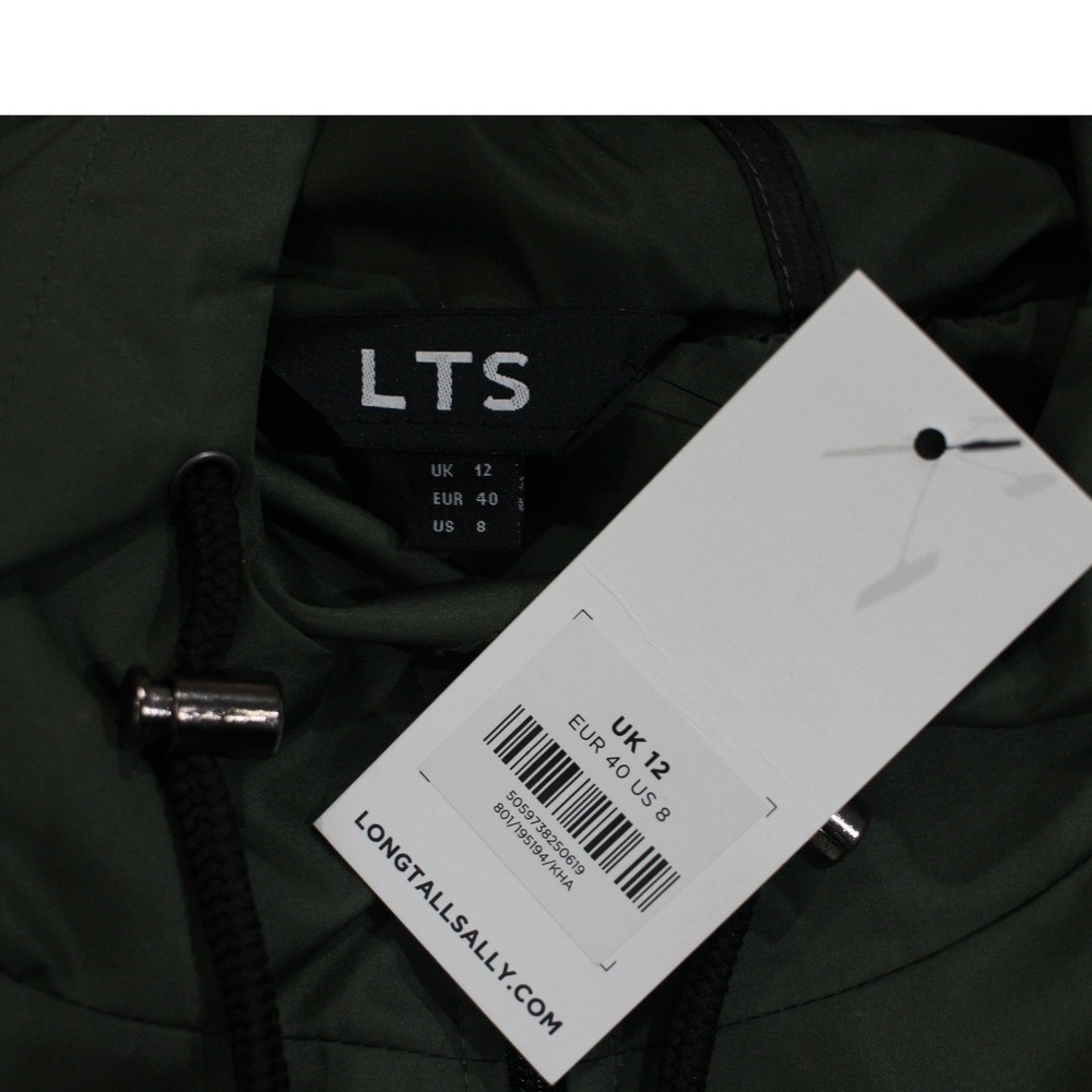 Long Tall Sally Green Hooded Rain Jacket Cinch Waist NWT US 8Tall - Picture 5 of 7
